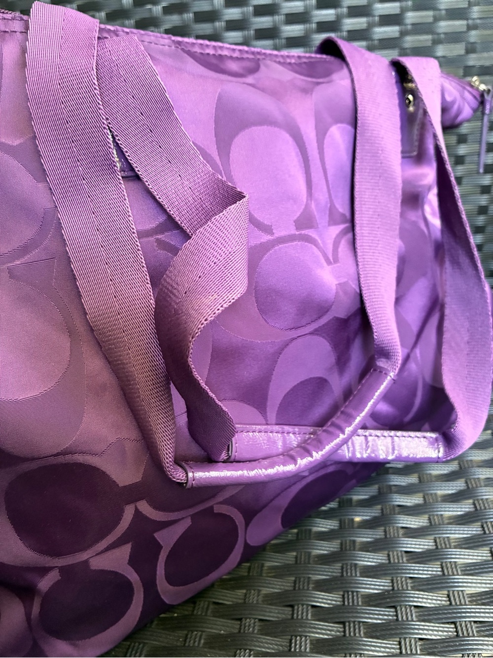 COACH BAG,Coach Purple Signature Jacquard Tote - Picture 10 of 12